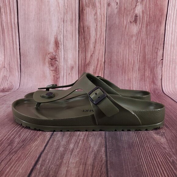 *READ* Birkenstock Mens 45 US 12 Gizeh Essentials Eva Khaki Flip Flops Sandals - Picture 2 of 13